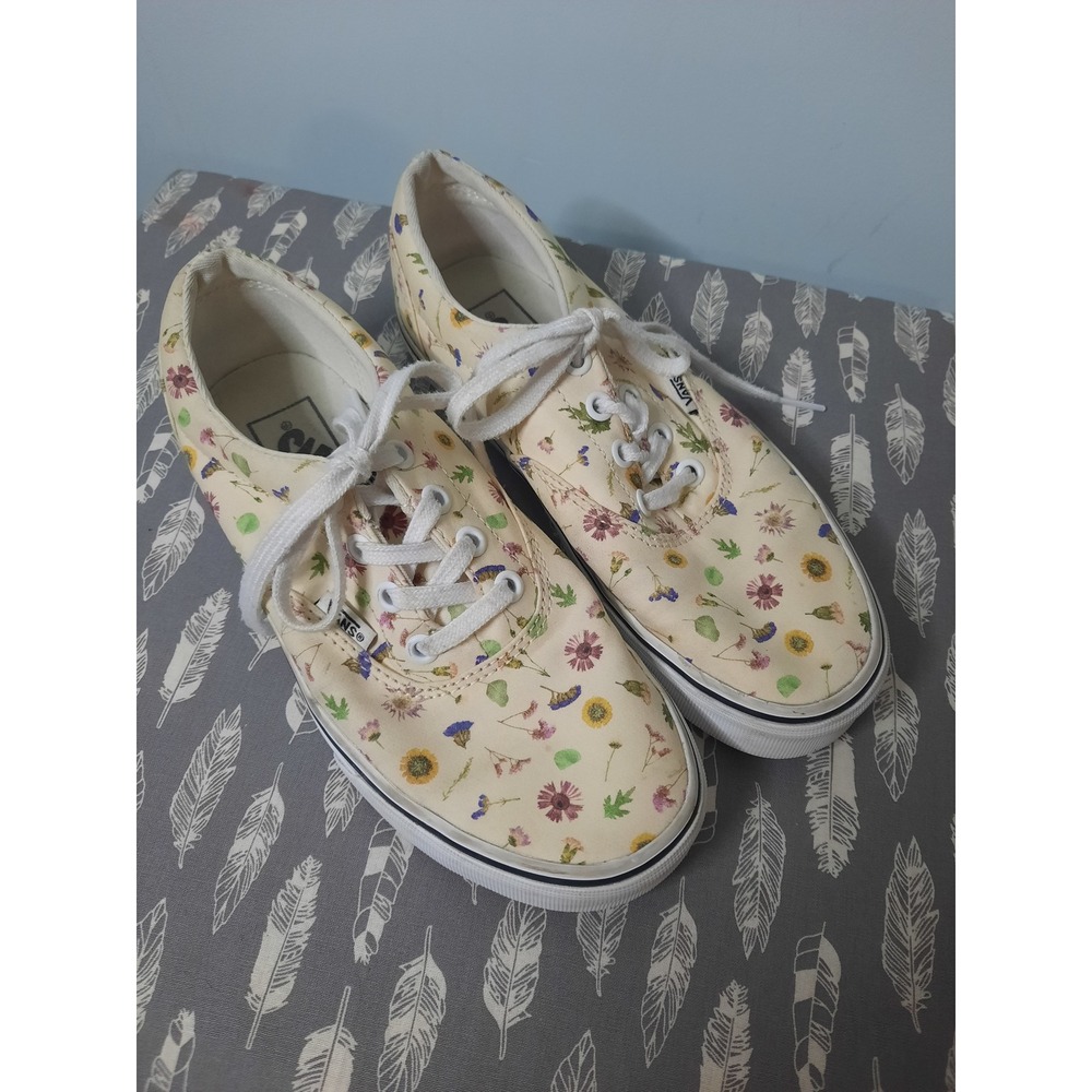 Vans Era Wildflower Floral Print Cream Canvas Sneakers Womens 6 Low Top Shoes